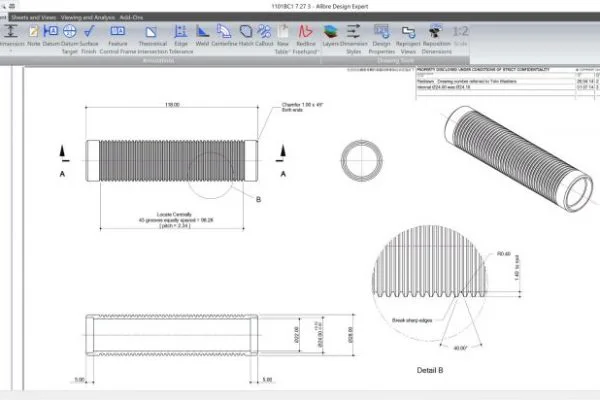 Möbelbauteil mit 2D-Werkstattzeichnung