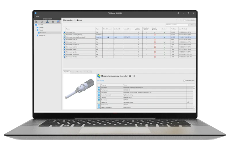 Alibre PDM — Datenmanagement